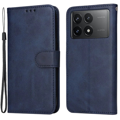 For Xiaomi Redmi K70E 5G / Poco X6 Pro 5G Wallet Phone Case Wrist Strap Leather Phone Cover with Stand