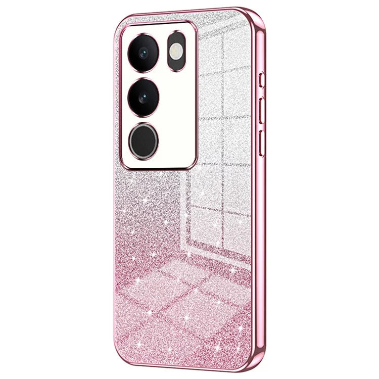 For vivo S17 5G TPU Phone Cover Shimmering Gradient Electroplate Case