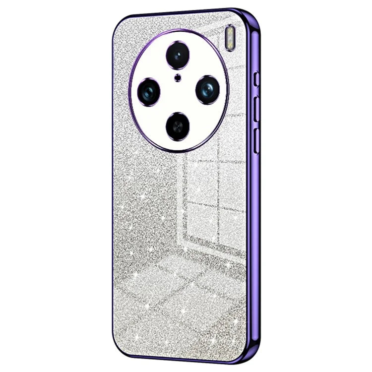 For vivo X100 Pro 5G Case Gradient Sparkle Electroplated Fine Hole TPU Cover