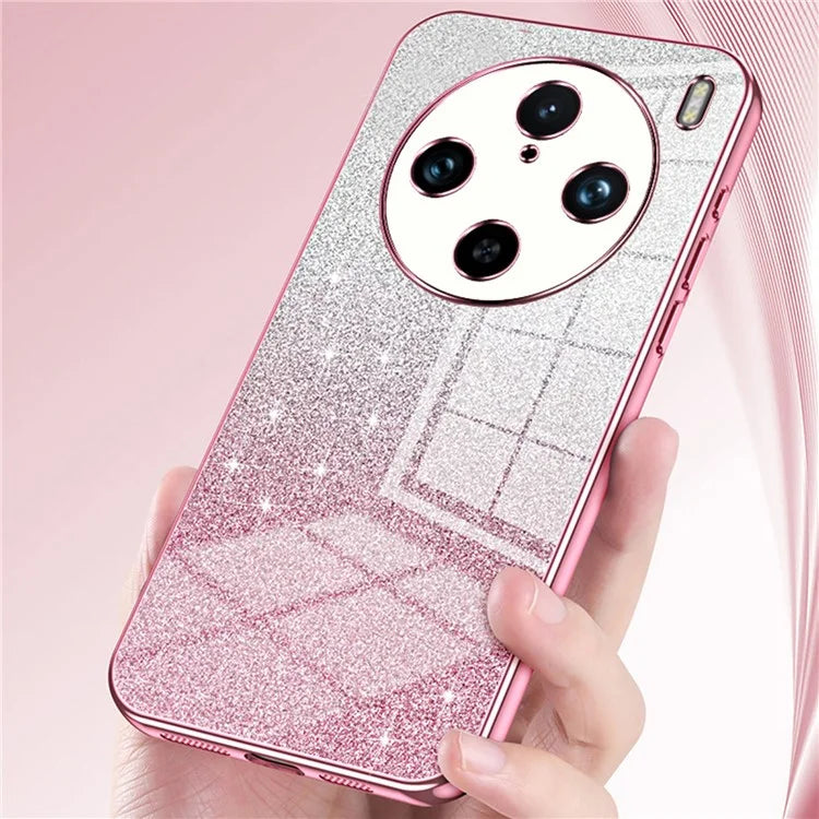 For vivo X100 Pro 5G Case Gradient Sparkle Electroplated Fine Hole TPU Cover