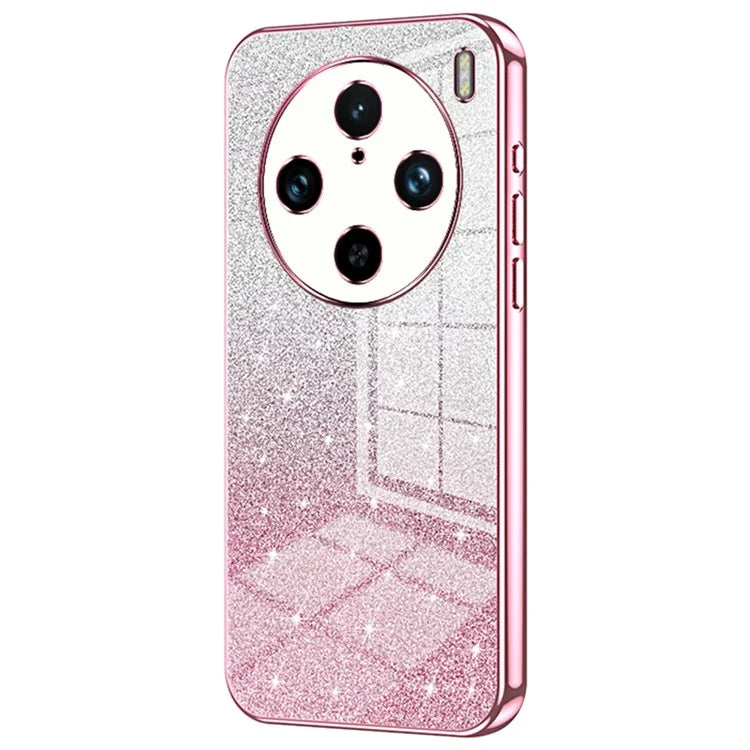 For vivo X100 Pro 5G Case Gradient Sparkle Electroplated Fine Hole TPU Cover