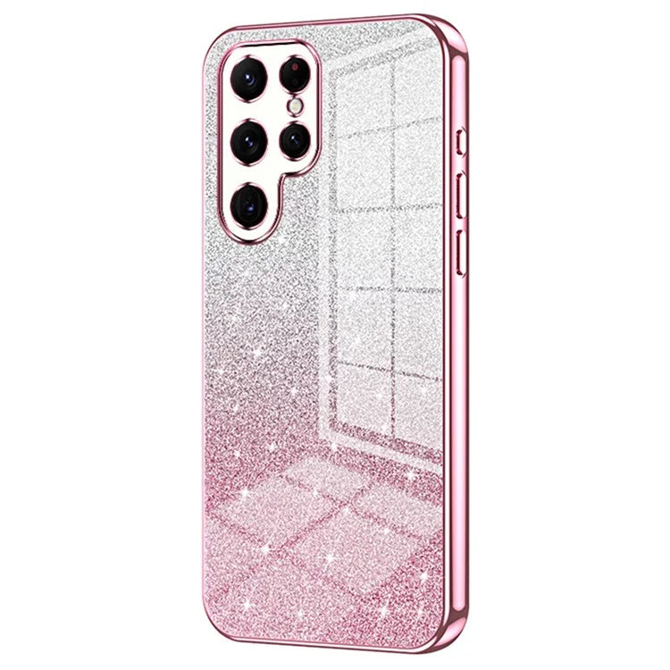 For Samsung Galaxy S22 Ultra 5G Slim Case Gradient Glitter Electroplating TPU Phone Cover
