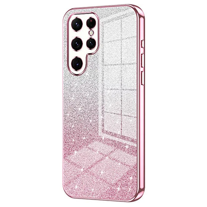 For Samsung Galaxy S22 Ultra 5G Slim Case Gradient Glitter Electroplating TPU Phone Cover