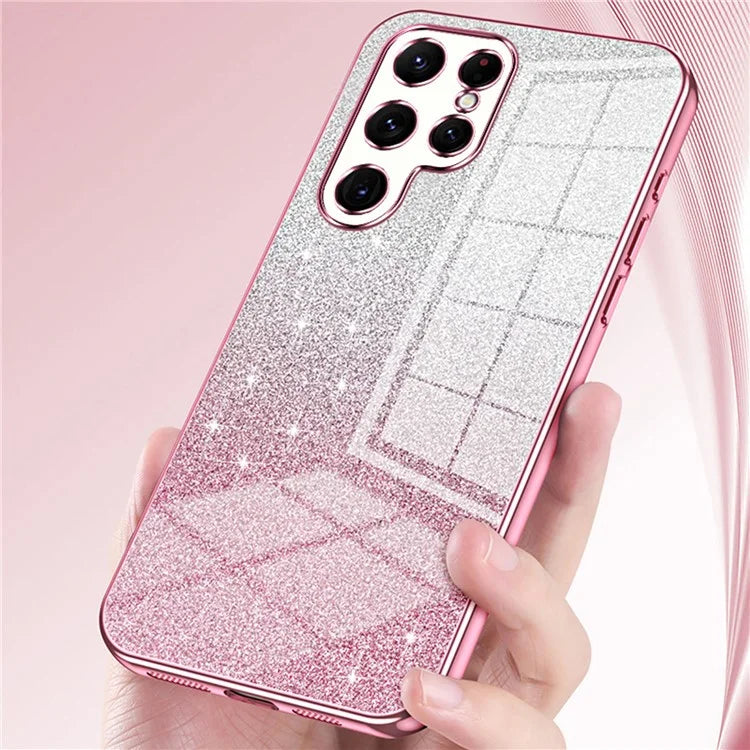 For Samsung Galaxy S22 Ultra 5G Slim Case Gradient Glitter Electroplating TPU Phone Cover