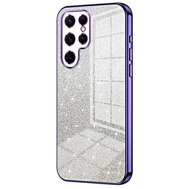 For Samsung Galaxy S22 Ultra 5G Slim Case Gradient Glitter Electroplating TPU Phone Cover
