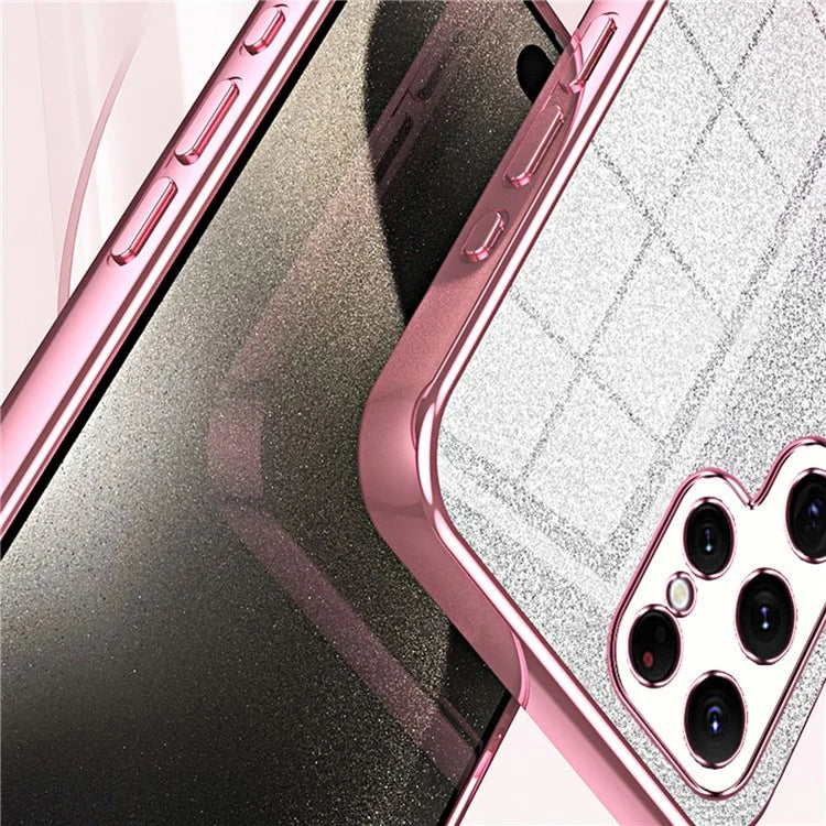For Samsung Galaxy S22 Ultra 5G Slim Case Gradient Glitter Electroplating TPU Phone Cover