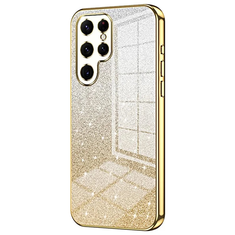 For Samsung Galaxy S22 Ultra 5G Slim Case Gradient Glitter Electroplating TPU Phone Cover