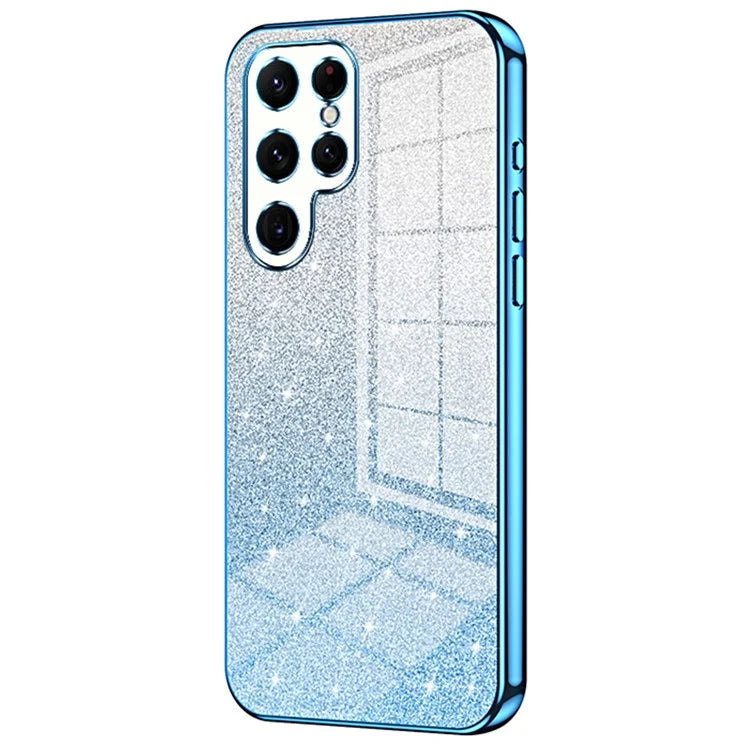 For Samsung Galaxy S22 Ultra 5G Slim Case Gradient Glitter Electroplating TPU Phone Cover