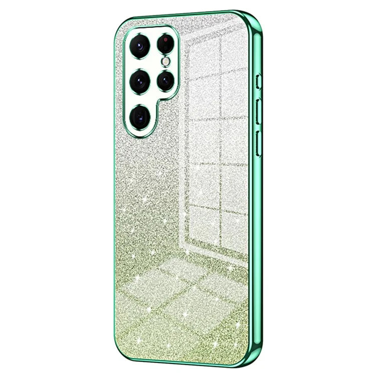 For Samsung Galaxy S22 Ultra 5G Slim Case Gradient Glitter Electroplating TPU Phone Cover