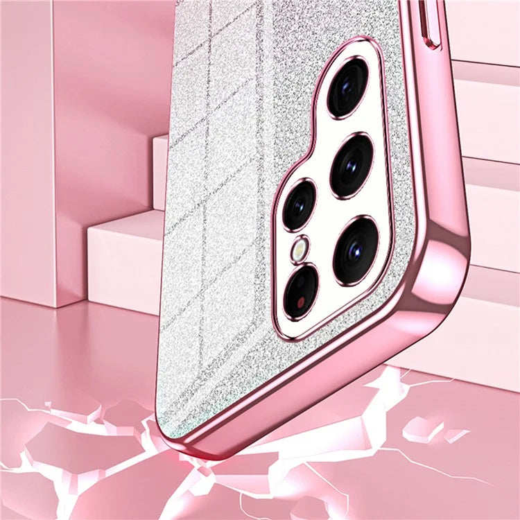 For Samsung Galaxy S22 Ultra 5G Slim Case Gradient Glitter Electroplating TPU Phone Cover