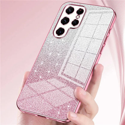 For Samsung Galaxy S22 Ultra 5G Slim Case Gradient Glitter Electroplating TPU Phone Cover