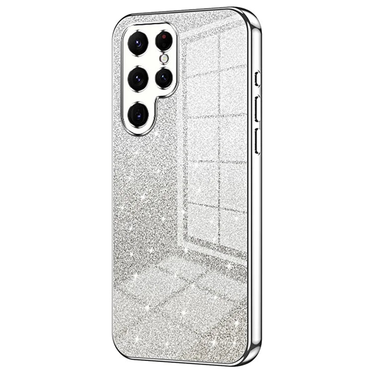 For Samsung Galaxy S22 Ultra 5G Slim Case Gradient Glitter Electroplating TPU Phone Cover