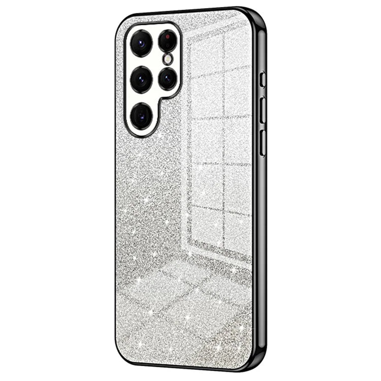 For Samsung Galaxy S22 Ultra 5G Slim Case Gradient Glitter Electroplating TPU Phone Cover