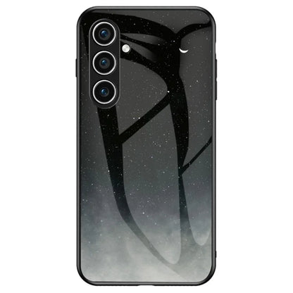 For Samsung Galaxy S24 Cell Phone Case Tempered Glass+PC+TPU Starry Sky Pattern Shell