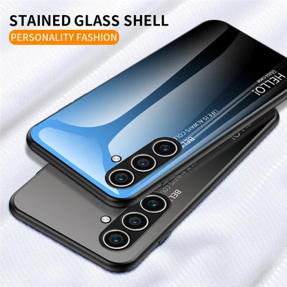 For Samsung Galaxy S24+ Case Tempered Glass+PC+TPU Phone Cover