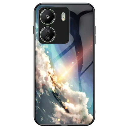 For Xiaomi Redmi 13C 4G / Poco C65 4G Case Tempered Glass+PC+TPU Back Cover with Starry Sky Pattern