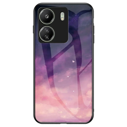 For Xiaomi Redmi 13C 4G / Poco C65 4G Case Tempered Glass+PC+TPU Back Cover with Starry Sky Pattern