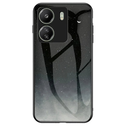 For Xiaomi Redmi 13C 4G / Poco C65 4G Case Tempered Glass+PC+TPU Back Cover with Starry Sky Pattern