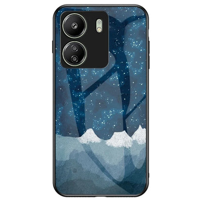 For Xiaomi Redmi 13C 4G / Poco C65 4G Case Tempered Glass+PC+TPU Back Cover with Starry Sky Pattern