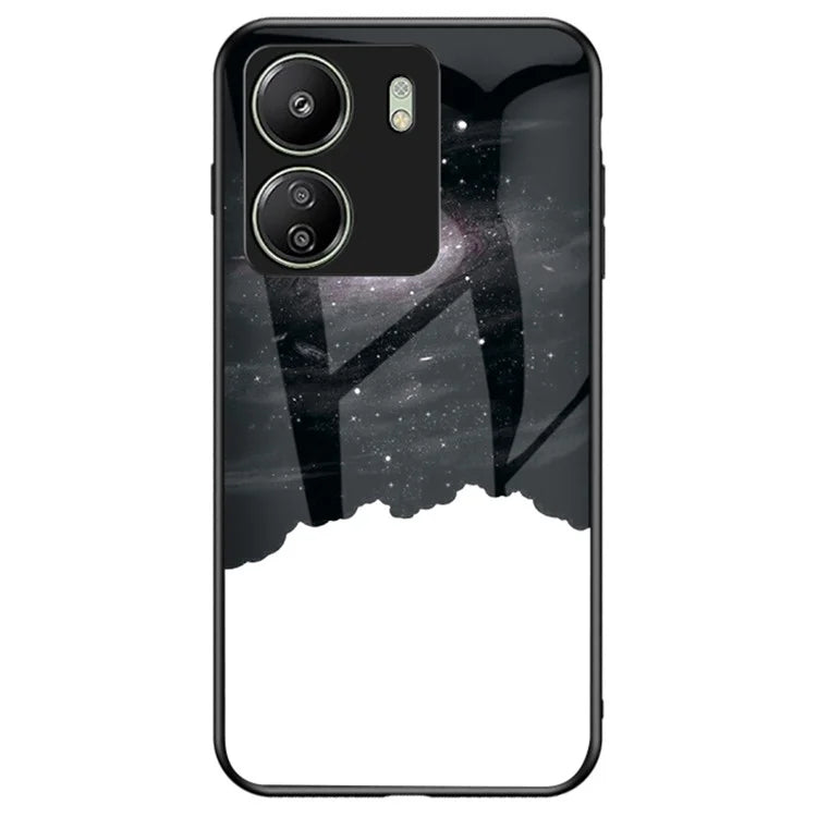 For Xiaomi Redmi 13C 4G / Poco C65 4G Case Tempered Glass+PC+TPU Back Cover with Starry Sky Pattern