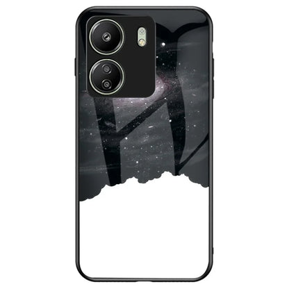 For Xiaomi Redmi 13C 4G / Poco C65 4G Case Tempered Glass+PC+TPU Back Cover with Starry Sky Pattern