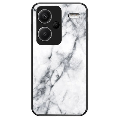 For Xiaomi Redmi Note 13 Pro+ 5G Cell Phone Case Marble Pattern Tempered Glass+PC+TPU Anti-drop Shell