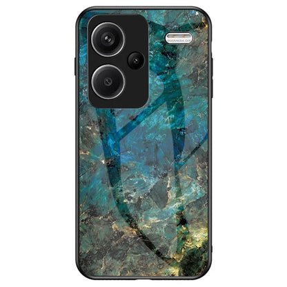 For Xiaomi Redmi Note 13 Pro+ 5G Cell Phone Case Marble Pattern Tempered Glass+PC+TPU Anti-drop Shell