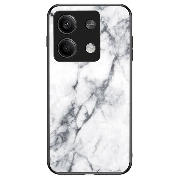 For Xiaomi Redmi Note 13 5G Case Marble Pattern Shockproof Tempered Glass+PC+TPU Cover