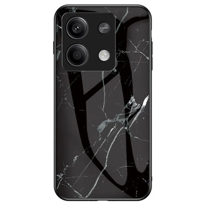 For Xiaomi Redmi Note 13 5G Case Marble Pattern Shockproof Tempered Glass+PC+TPU Cover