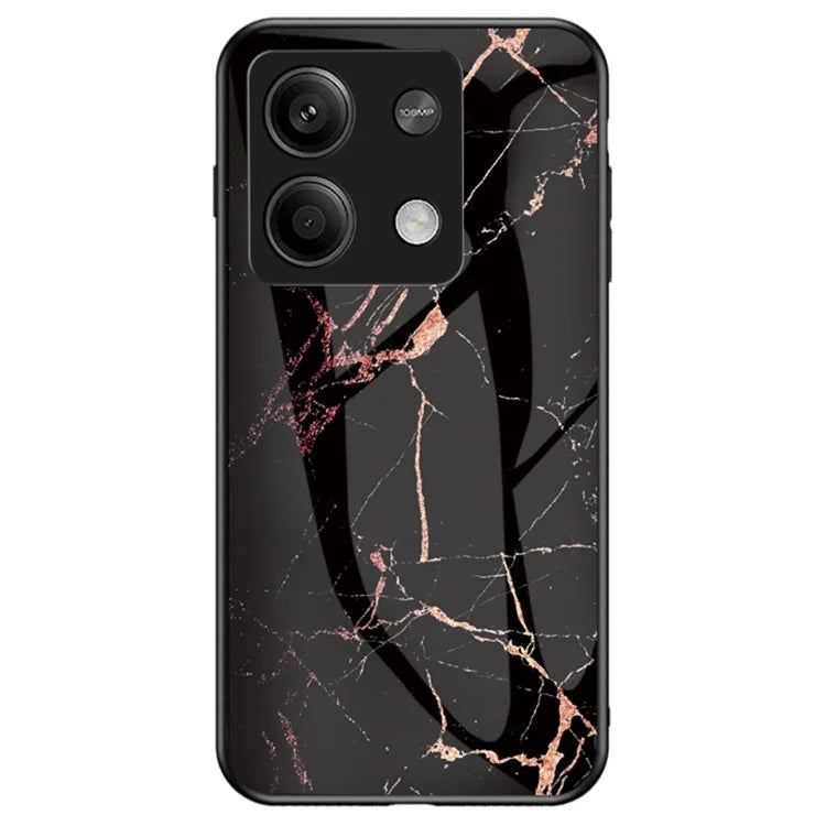 For Xiaomi Redmi Note 13 5G Case Marble Pattern Shockproof Tempered Glass+PC+TPU Cover