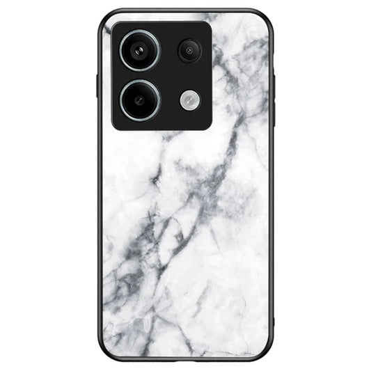 For Xiaomi Redmi Note 13 Pro 5G / Poco X6 5G Case Marble Pattern Scratch-proof Tempered Glass+PC+TPU Phone Shell