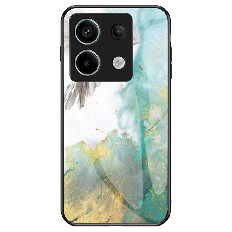 For Xiaomi Redmi Note 13 Pro 5G / Poco X6 5G Case Marble Pattern Scratch-proof Tempered Glass+PC+TPU Phone Shell