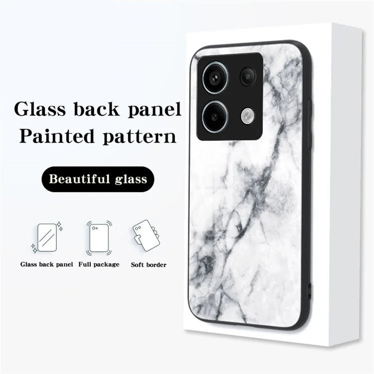 For Xiaomi Redmi Note 13 Pro 5G / Poco X6 5G Case Marble Pattern Scratch-proof Tempered Glass+PC+TPU Phone Shell