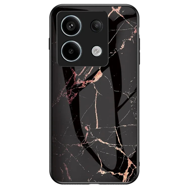 For Xiaomi Redmi Note 13 Pro 5G / Poco X6 5G Case Marble Pattern Scratch-proof Tempered Glass+PC+TPU Phone Shell