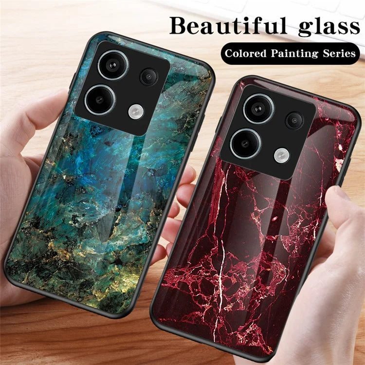 For Xiaomi Redmi Note 13 Pro 5G / Poco X6 5G Case Marble Pattern Scratch-proof Tempered Glass+PC+TPU Phone Shell