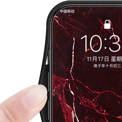For Samsung Galaxy S24 Case Drop-proof Tempered Glass+PC+TPU Marble Pattern Printing Back Shell