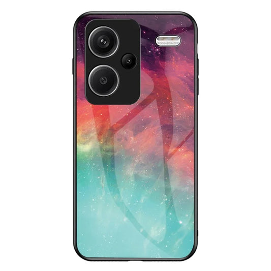 For Xiaomi Redmi Note 13 Pro+ 5G Case Slim-Fit Starry Sky Pattern Tempered Glass+PC+TPU Smart Phone Cover