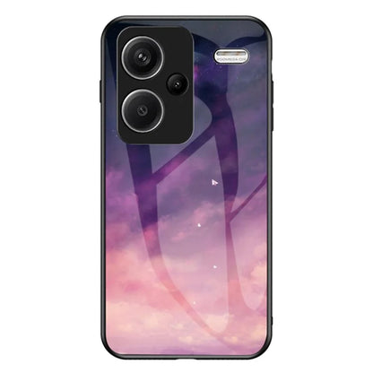 For Xiaomi Redmi Note 13 Pro+ 5G Case Slim-Fit Starry Sky Pattern Tempered Glass+PC+TPU Smart Phone Cover