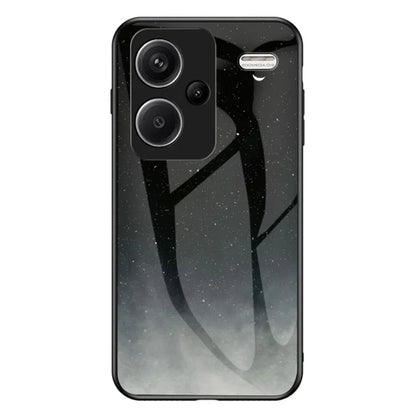 For Xiaomi Redmi Note 13 Pro+ 5G Case Slim-Fit Starry Sky Pattern Tempered Glass+PC+TPU Smart Phone Cover