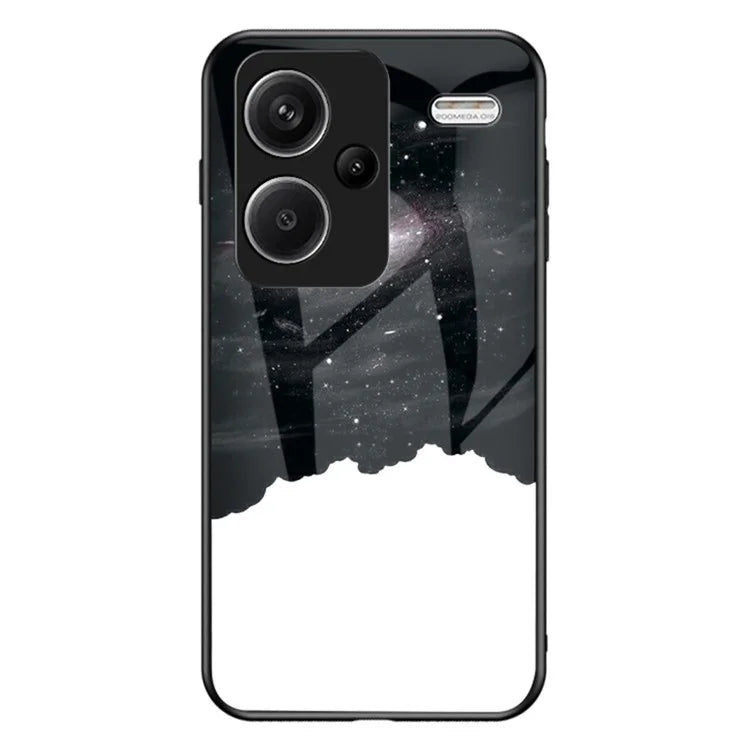 For Xiaomi Redmi Note 13 Pro+ 5G Case Slim-Fit Starry Sky Pattern Tempered Glass+PC+TPU Smart Phone Cover