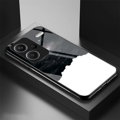 For Xiaomi Redmi Note 13 Pro+ 5G Case Slim-Fit Starry Sky Pattern Tempered Glass+PC+TPU Smart Phone Cover