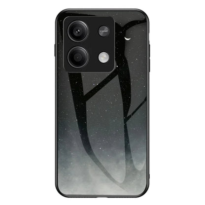 For Xiaomi Redmi Note 13 5G Case Tempered Glass+PC+TPU Phone Back Protector with Starry Sky Pattern