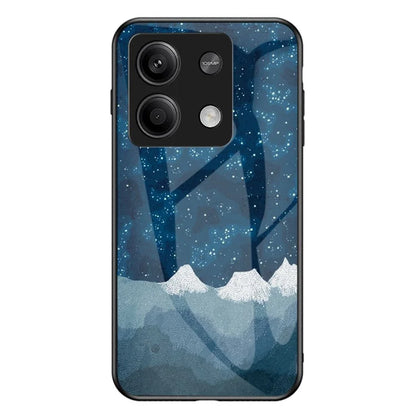 For Xiaomi Redmi Note 13 5G Case Tempered Glass+PC+TPU Phone Back Protector with Starry Sky Pattern