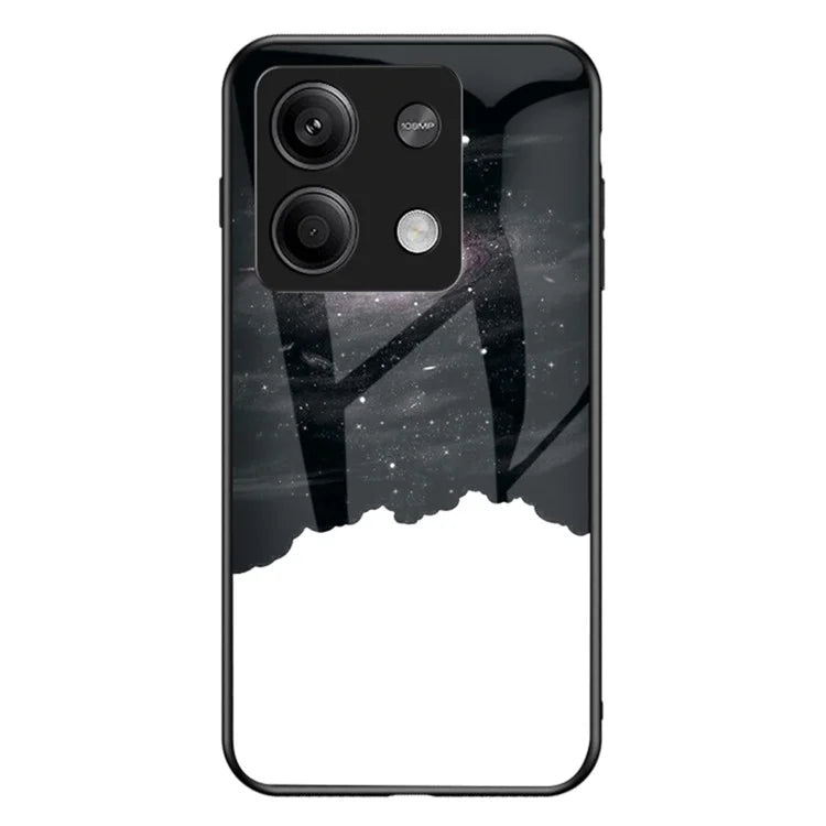 For Xiaomi Redmi Note 13 5G Case Tempered Glass+PC+TPU Phone Back Protector with Starry Sky Pattern