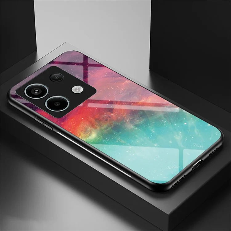 Phone Cover for Xiaomi Redmi Note 13 Pro 5G / Poco X6 5G Case Tempered Glass+PC+TPU Starry Sky Pattern Shell