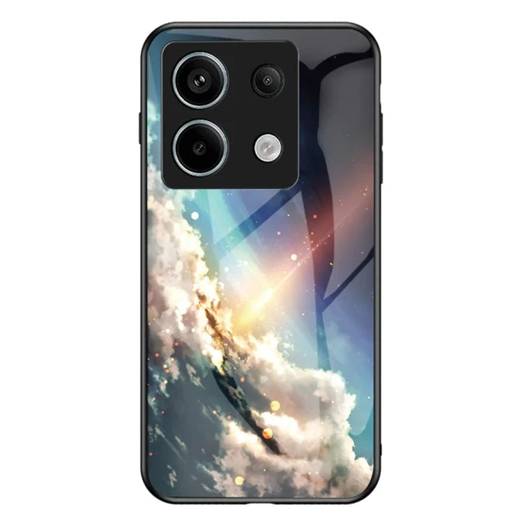 Phone Cover for Xiaomi Redmi Note 13 Pro 5G / Poco X6 5G Case Tempered Glass+PC+TPU Starry Sky Pattern Shell