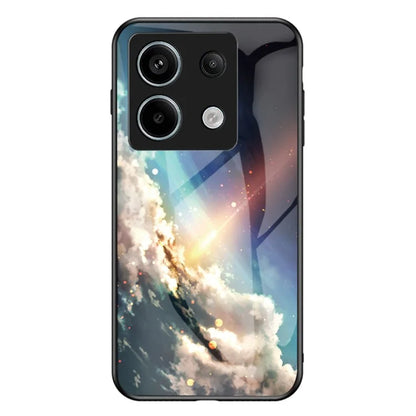 Phone Cover for Xiaomi Redmi Note 13 Pro 5G / Poco X6 5G Case Tempered Glass+PC+TPU Starry Sky Pattern Shell