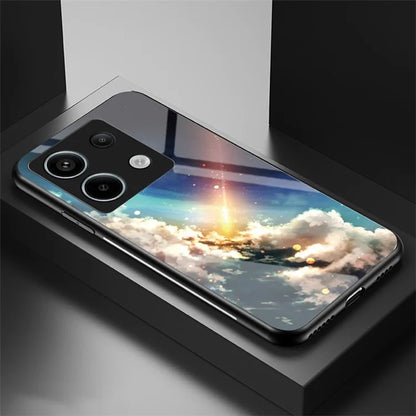 Phone Cover for Xiaomi Redmi Note 13 Pro 5G / Poco X6 5G Case Tempered Glass+PC+TPU Starry Sky Pattern Shell