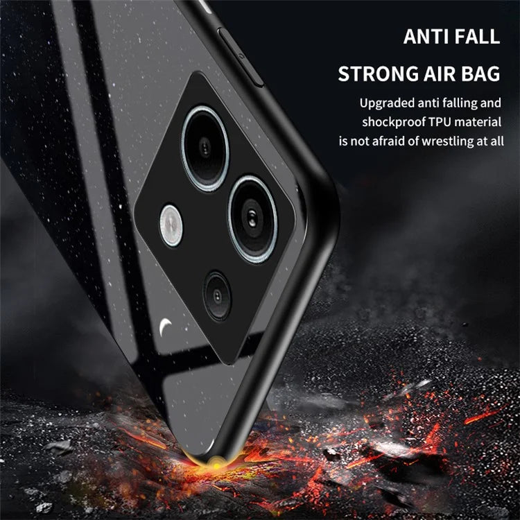 Phone Cover for Xiaomi Redmi Note 13 Pro 5G / Poco X6 5G Case Tempered Glass+PC+TPU Starry Sky Pattern Shell
