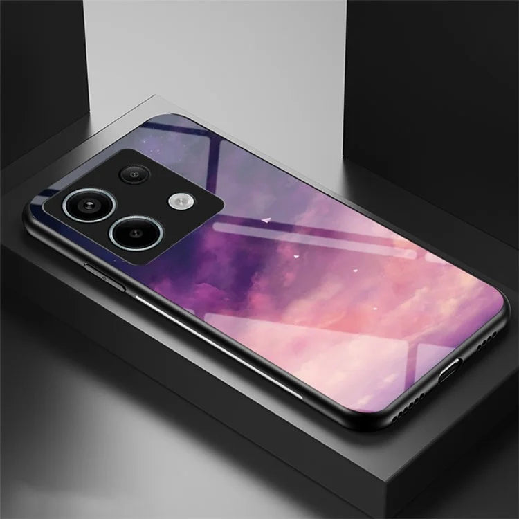 Phone Cover for Xiaomi Redmi Note 13 Pro 5G / Poco X6 5G Case Tempered Glass+PC+TPU Starry Sky Pattern Shell